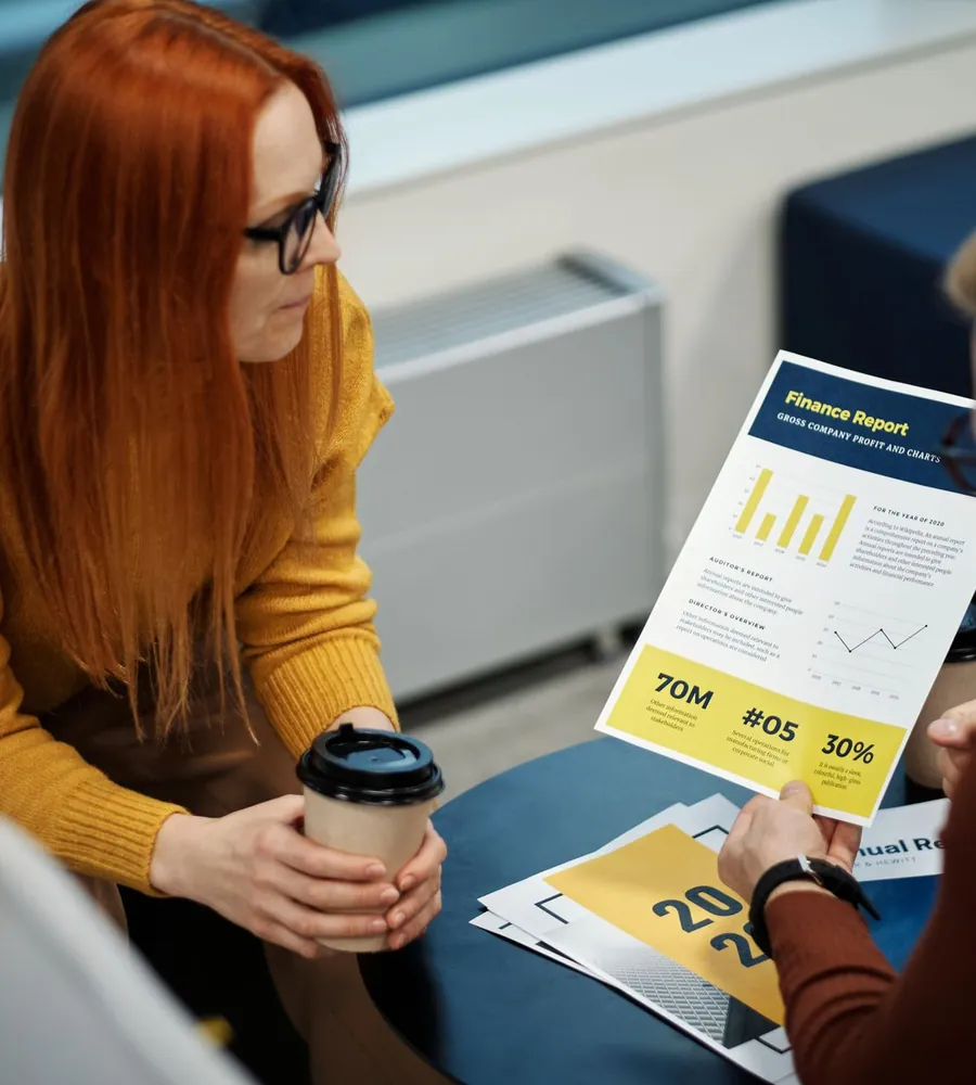 Property manager reviewing bookkeeping and financial reports