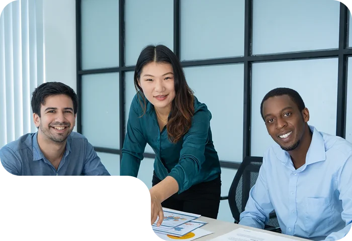 Professional team reviewing business documents