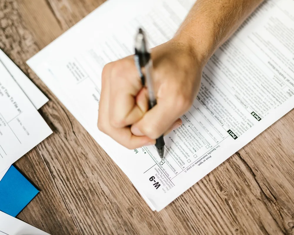 Completing tax return form