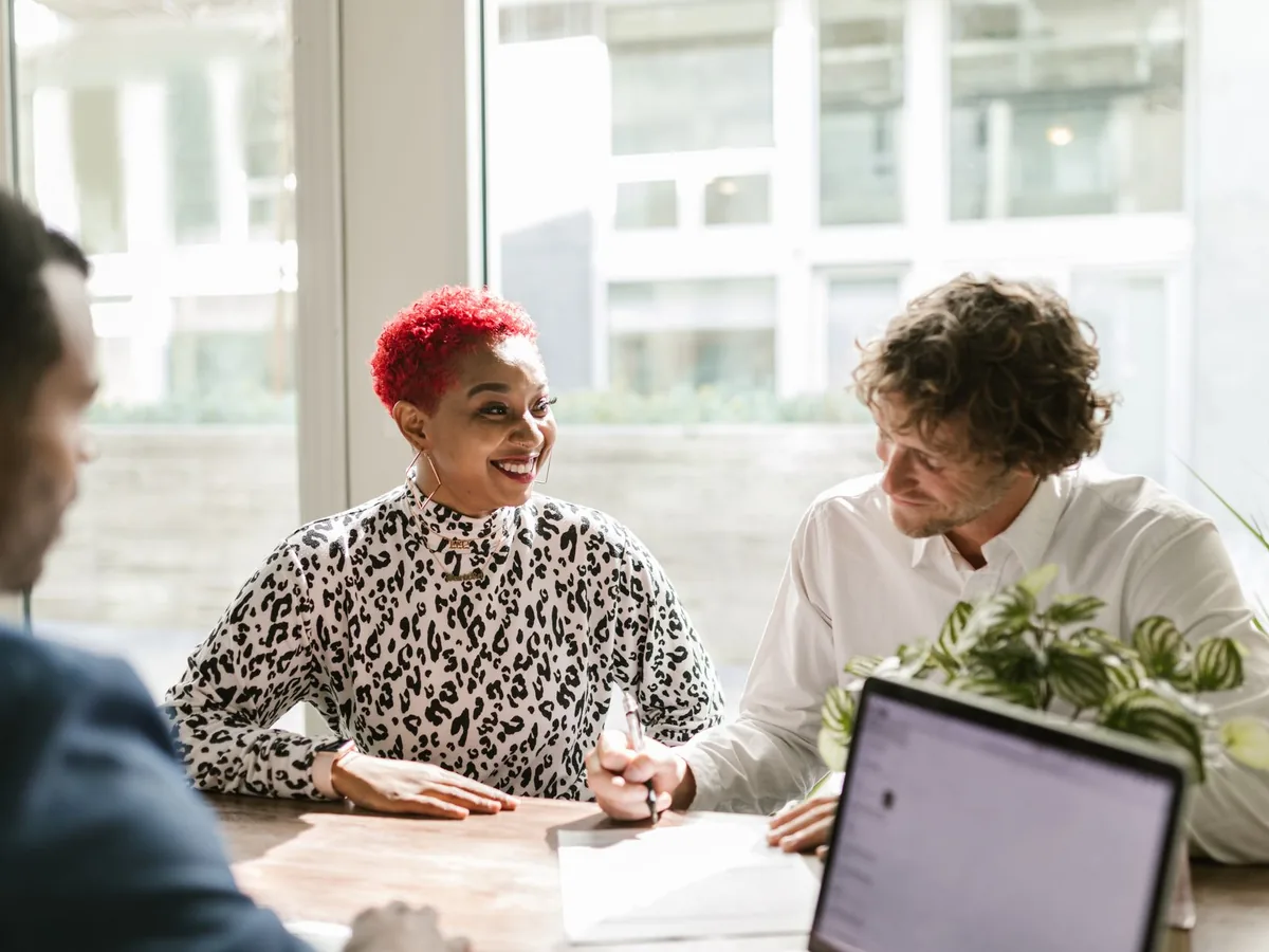 Tax preparer with client